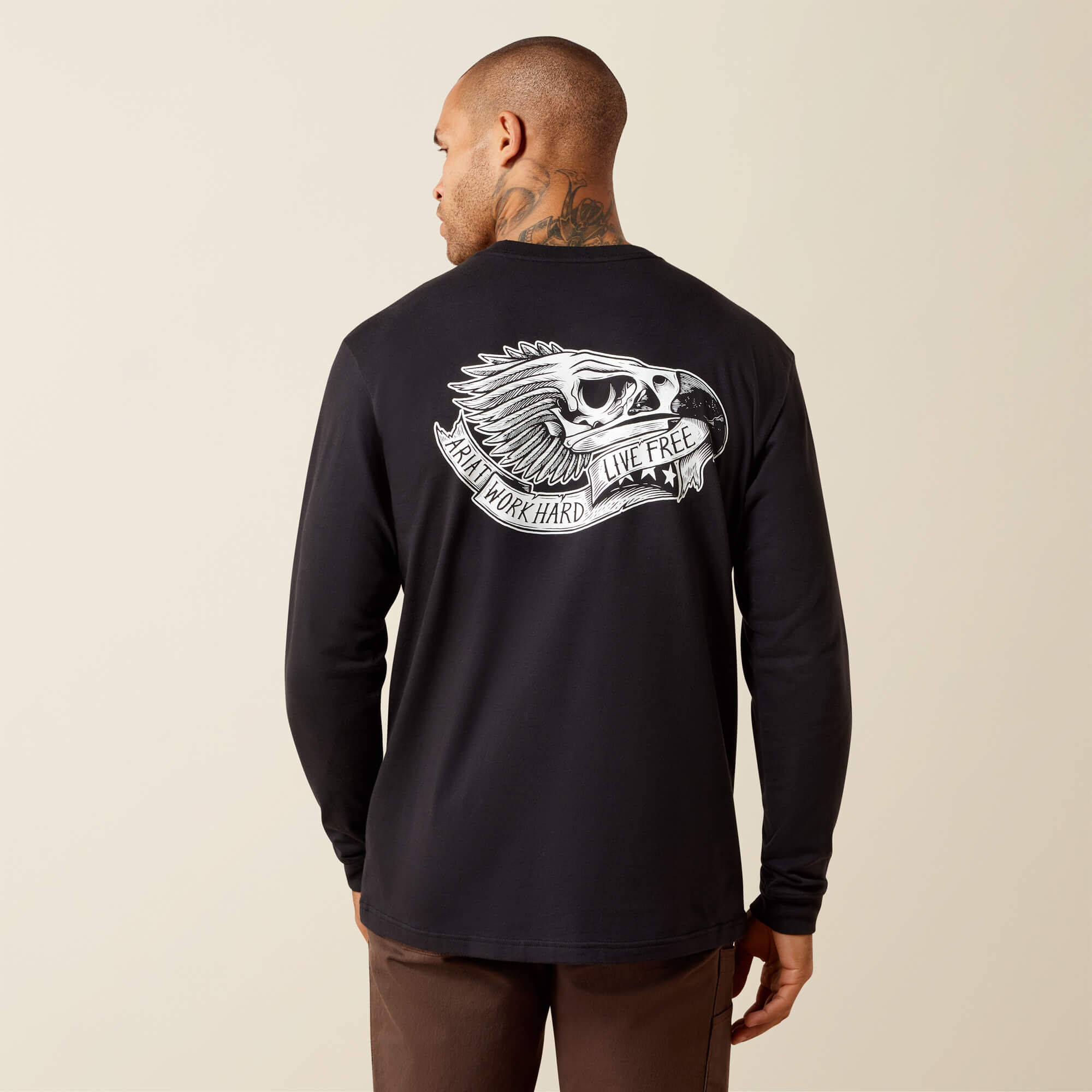Rebar Cotton Strong Eagle Skull Long Sleeve T-Shirt
